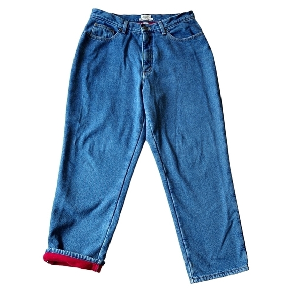 L.L. Bean Original Fit Relaxed Fleece Lined Medium Wash Jeans Cabincore PETITE - Picture 1 of 11